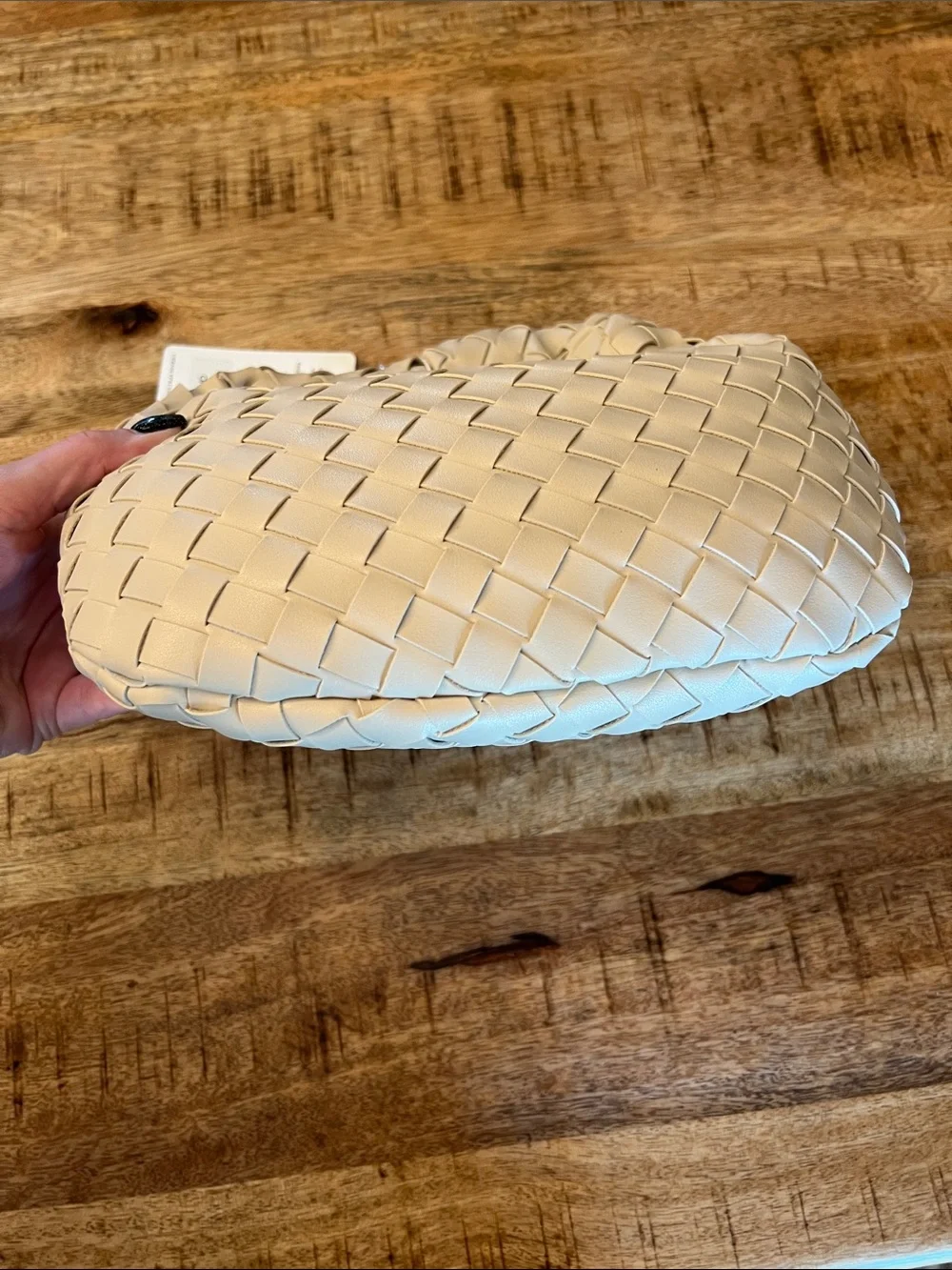 Urban Expressions Woven Knot-Top Hobo Bag - Beige